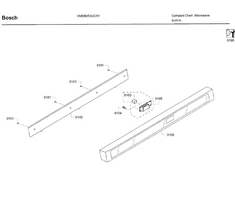 Control Panel Diagram and Parts List for HMD8053UC 01 Bosch Microwave