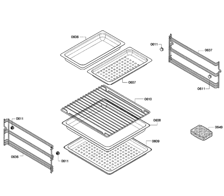 Shelfs Diagram and Parts List for MES301HS 01 Thermador Wall Oven