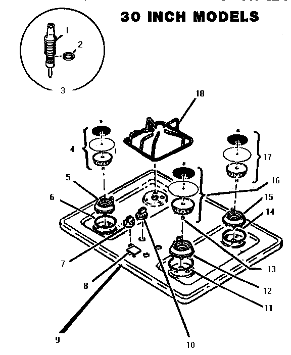 Section 16 Diagram and Parts List for SGCV36G02  Thermador Cooktop
