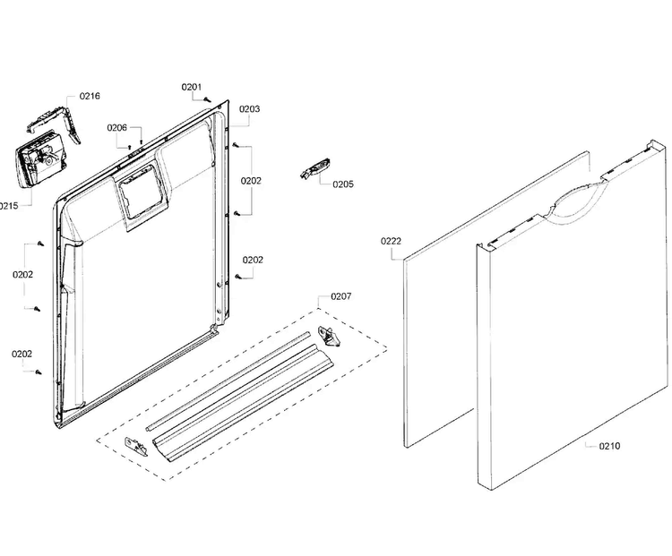 Door Assy Diagram and Parts List for SHE6AF02UC 06 Bosch Dishwasher