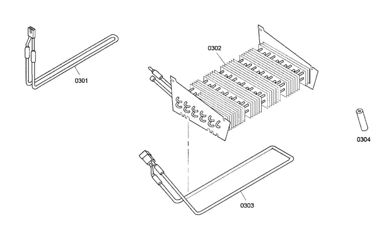Evaporator Diagram and Parts List for KBULT3665E01  Thermador Refrigerator