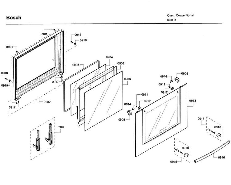 Door Diagram and Parts List for HBL5750UC 09 Bosch Microwave