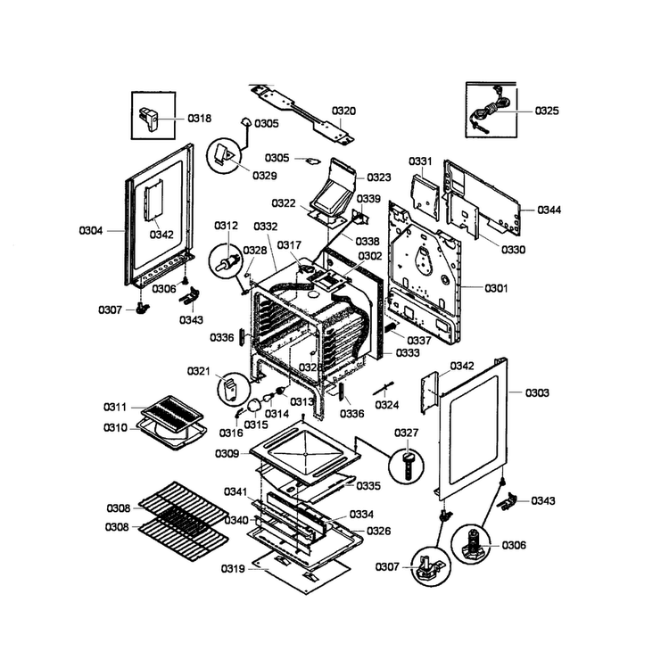 Main Assy Diagram and Parts List for HGS3023UC 05 Bosch Range