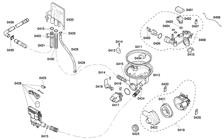 Pump Diagram and Parts List for SHE43P06UC 59 Bosch Dishwasher
