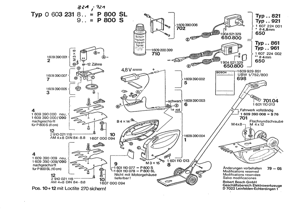 Section 1 Diagram and Parts List for AGS10-6 0603231921 Bosch Nibbler & Shears