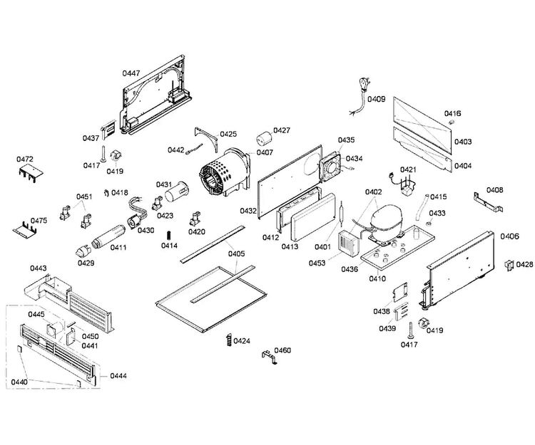 Compressor Diagram and Parts List for T18ID80NLP 39 Thermador Freezer