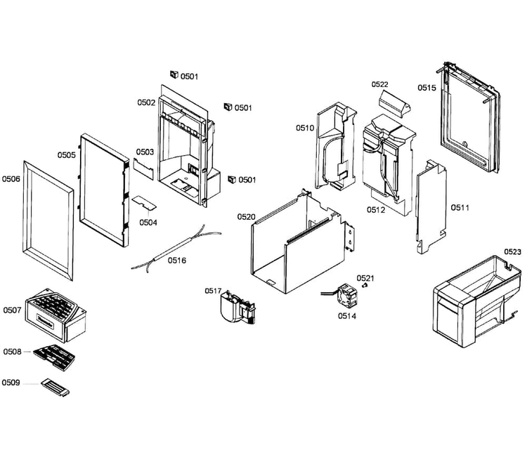 Dispenser Diagram and Parts List for T24ID80NLP 10 Thermador Freezer