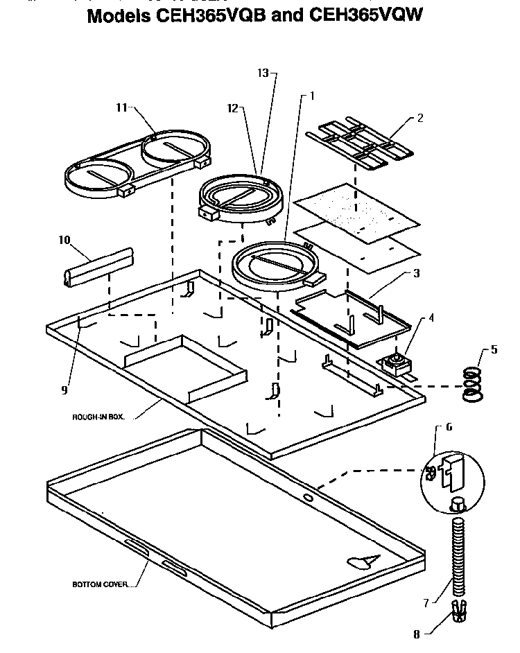 Section 4 Diagram and Parts List for CEH365VQW  Thermador Cooktop
