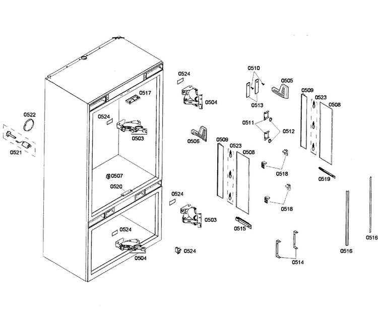 Cabinet Diagram and Parts List for T36IT71FN 01 Thermador Refrigerator