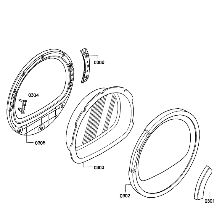 Door Assy Diagram and Parts List for WTV76100US 10 Bosch Dryer