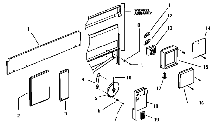 Snorkel & Gear Box Assembly Diagram and Parts List for SGSCV36GS  Thermador Cooktop