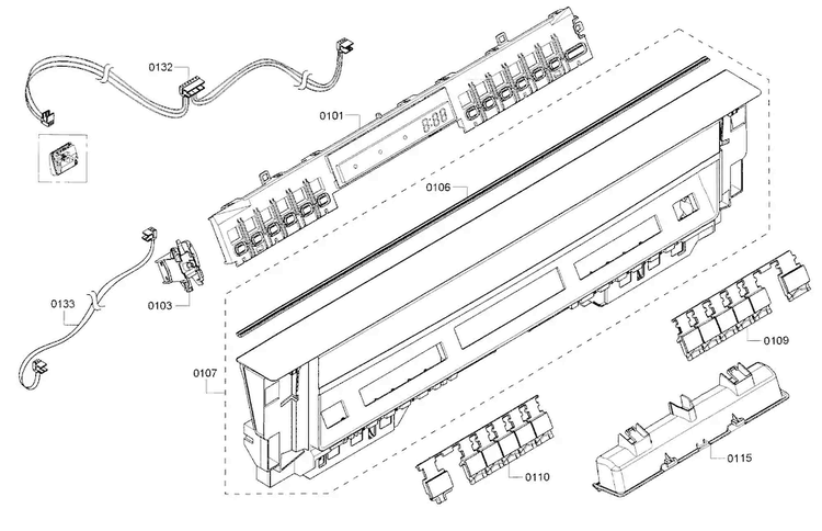 Control Panel Diagram and Parts List for SHE65T52UC 07 Bosch Dishwasher