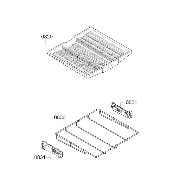 Cutlery Basket Diagram and Parts List for SGX68U55UC B3 Bosch Dishwasher
