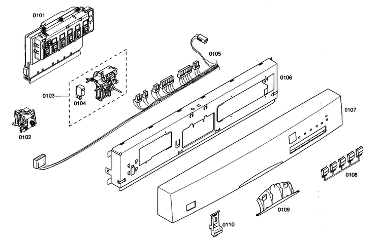 Control Panel Diagram and Parts List for SHE46C05UC 17 Bosch Dishwasher