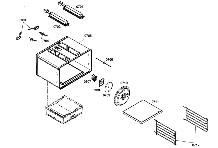 Oven 1 Diagram and Parts List for PRL364EDG02  Thermador Range