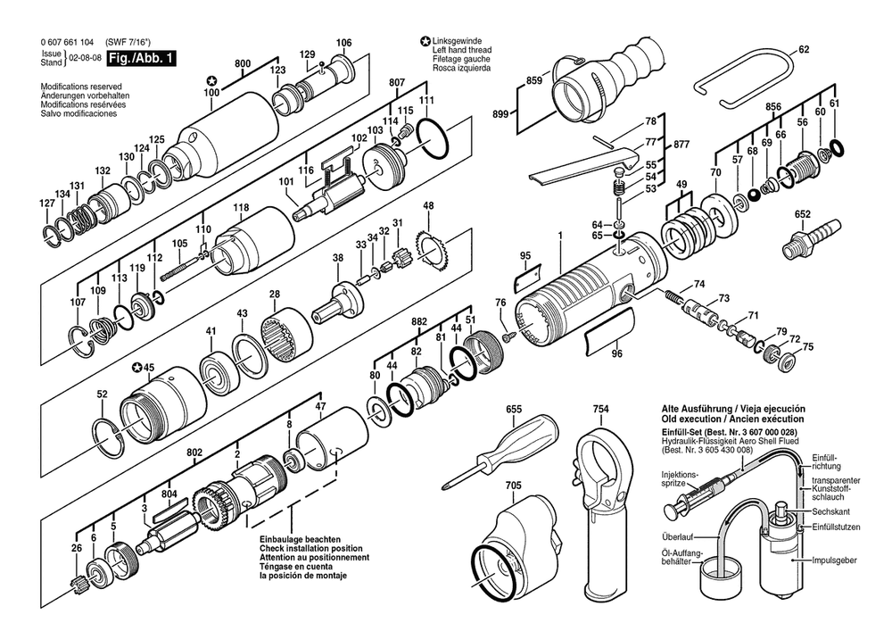 Section 1 Diagram and Parts List for 0607661104  Bosch Wrench