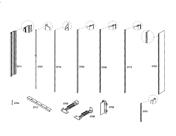 Profile Stripe Diagram and Parts List for T36IT70CNS 01 Thermador Refrigerator