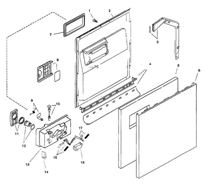 Door Assy Diagram and Parts List for SHU5305UC 06 Bosch Dishwasher