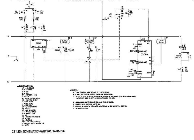 Wiring Diagram and Parts List for CT127N  Thermador Wall Oven