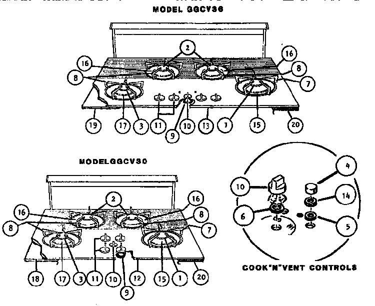 Eiiggcv Cooktops Diagram and Parts List for WCGGCV30  Thermador Cooktop