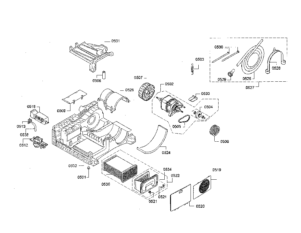 Base/outlet hose/motor Diagram and Parts List for WTG865H2UC 01 Bosch Dryer