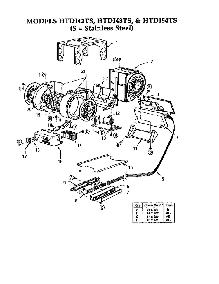 Blower Assembly Diagram and Parts List for HTDI  Thermador Range Hood