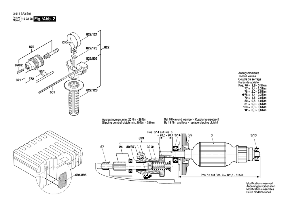 Diagram 2 Diagram and Parts List for BHD2-26 3 611 BA3 B01 Bosch Hammer Drill