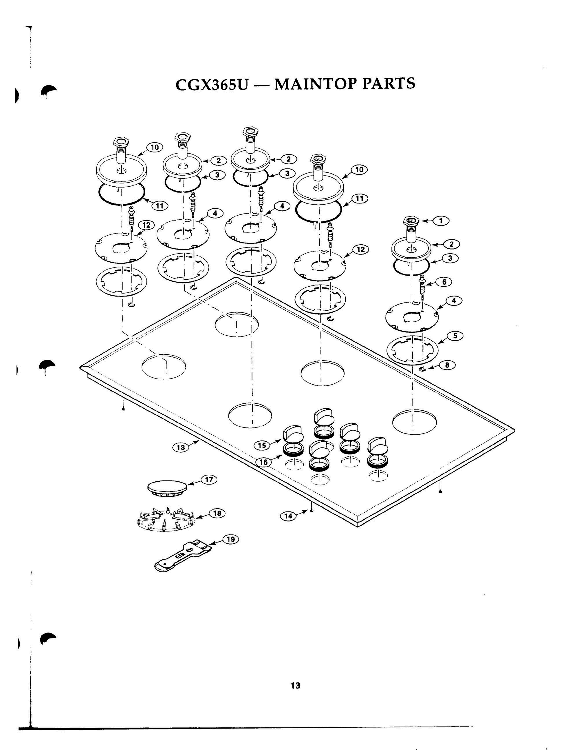 12 - MAINTOP PARTS Diagram and Parts List for CGX365US  Bosch Range