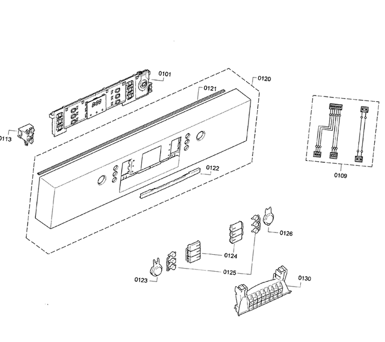 Control Panel Diagram and Parts List for SGE63E05UC 25 Bosch Dishwasher