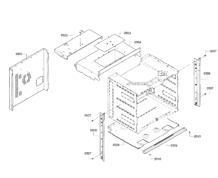 Cabinet Diagram and Parts List for HBL5351UC 02 Bosch Wall Oven