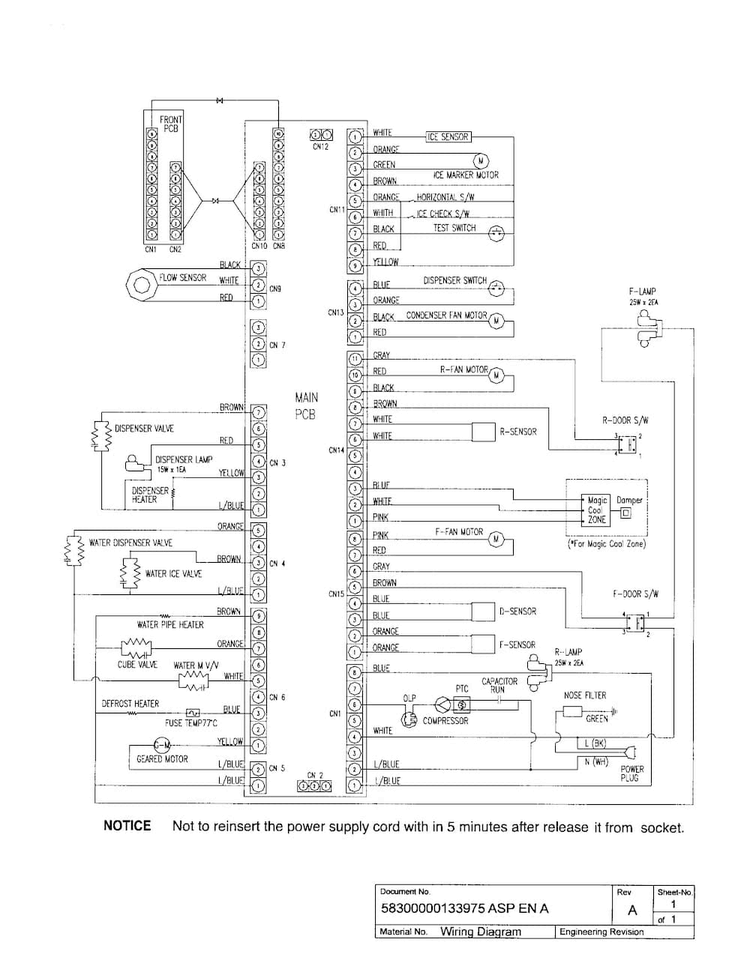 Wiring Diagram Diagram and Parts List for B20CS51SNW 02 Bosch Refrigerator