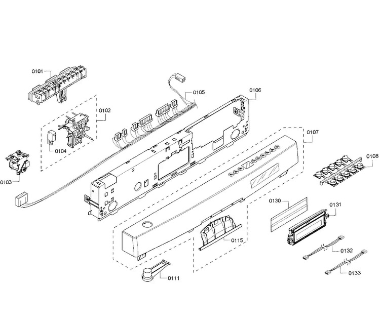 Control Panel Diagram and Parts List for SHE68R55UC 69 Bosch Dishwasher