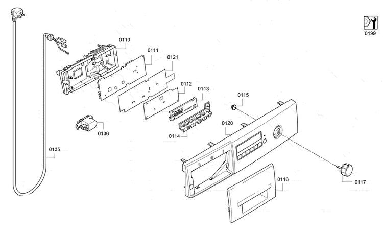 Control Panel Diagram and Parts List for WAP24202UC 05 Bosch Washer