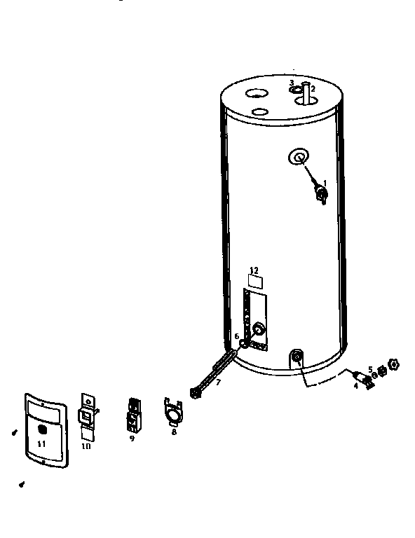 30 Gallon Model Diagram and Parts List for 153313130  Kenmore Water Heater