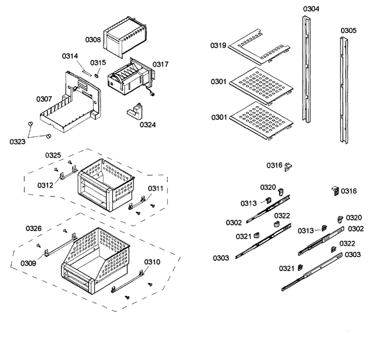 Shelfs Diagram and Parts List for T18ID80NRP 48 Thermador Freezer