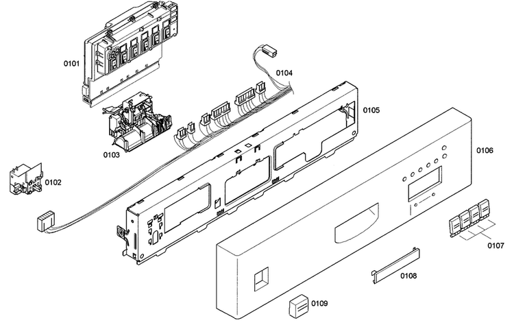 Control Panel Diagram and Parts List for SHE43C05UC 36 Bosch Dishwasher