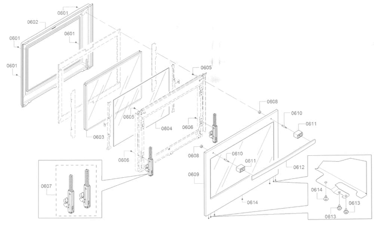 Door Diagram and Parts List for HEIP054U 05 Bosch Range