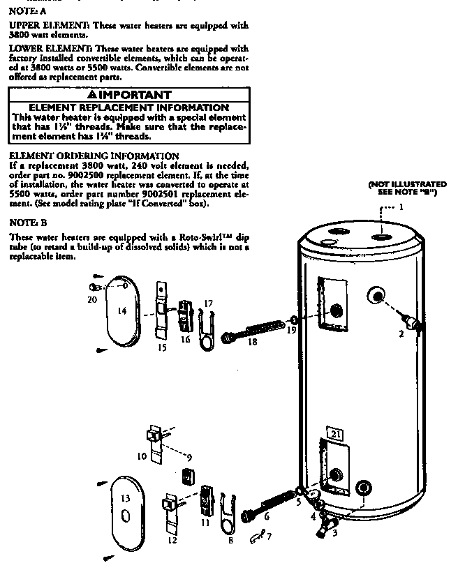 66 Gallon Diagram and Parts List for 153328661  Kenmore Water Heater