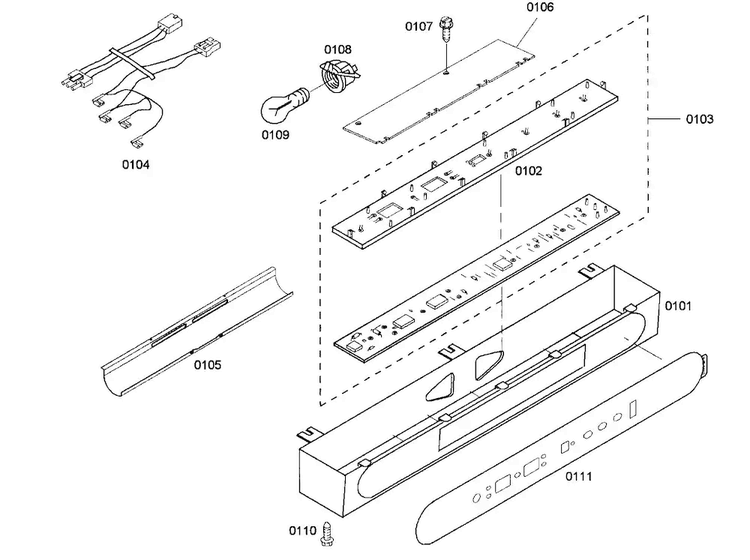 Control Panel Diagram and Parts List for KBUDT4855E 01 Thermador Refrigerator