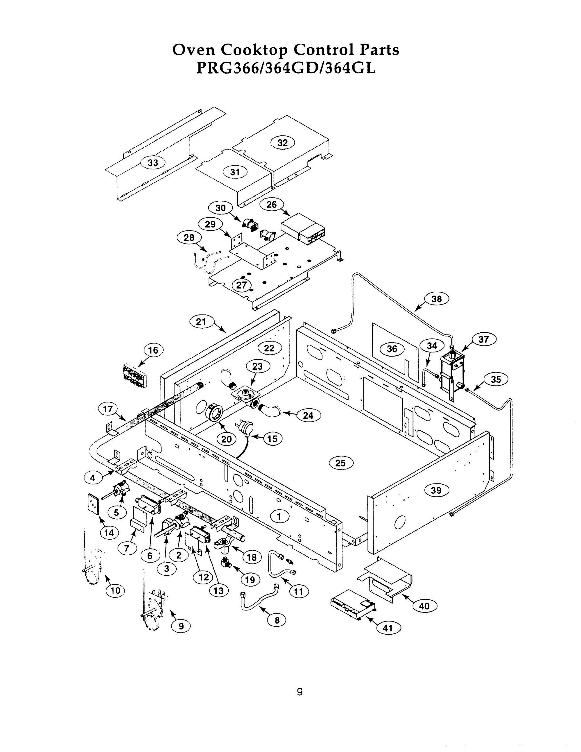 08 - OVEN COOKTOP CONTROL Diagram and Parts List for PRG364GD  Bosch Range
