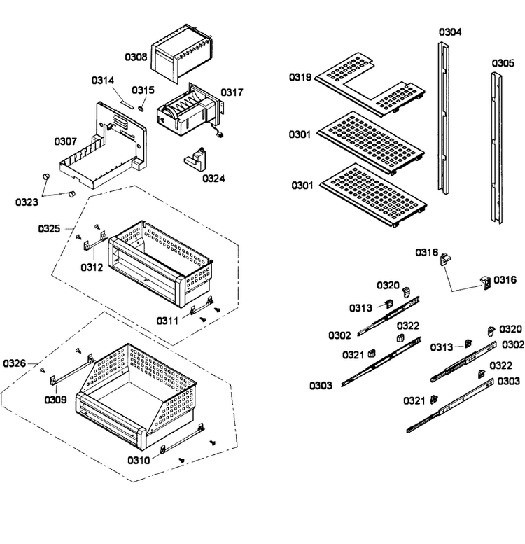 Shelfs Diagram and Parts List for T24ID80NRP 37 Thermador Freezer