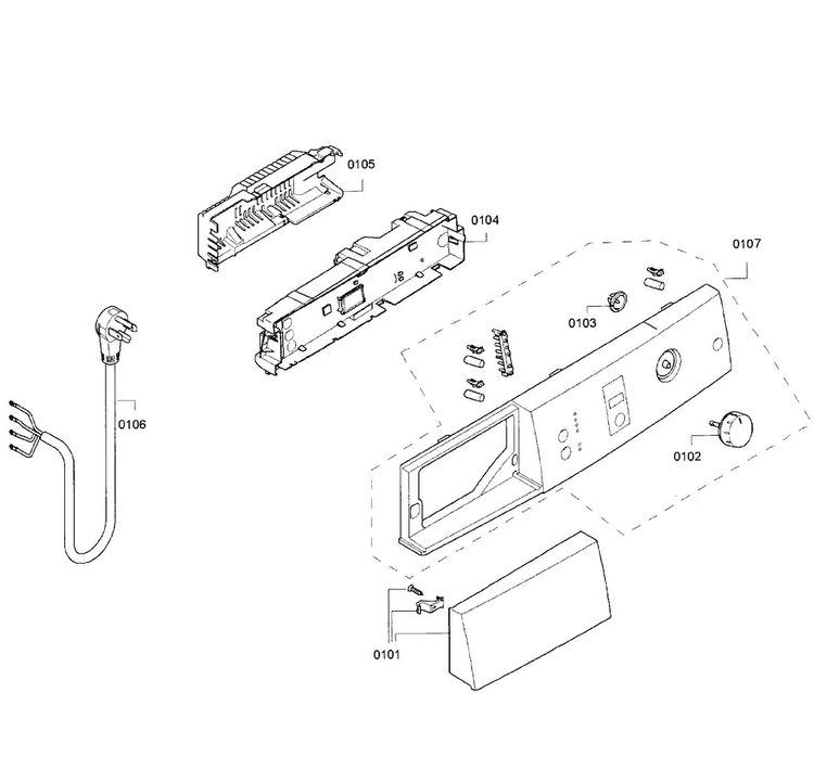 Control Panel Diagram and Parts List for WTE86300US 10 Bosch Dryer
