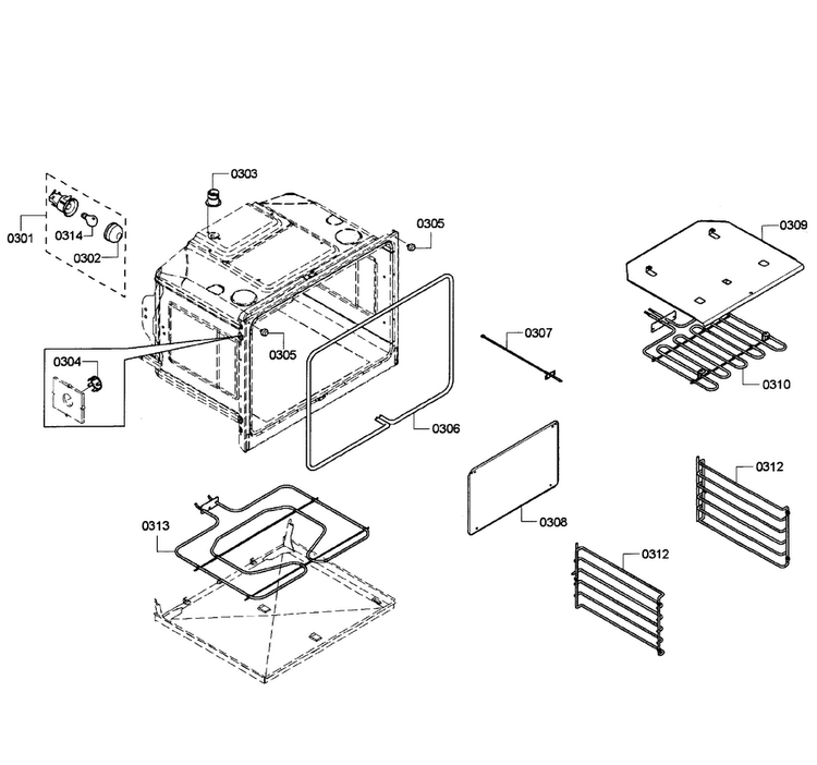 Oven Assy Diagram and Parts List for HBL3360UC 08 Bosch Wall Oven