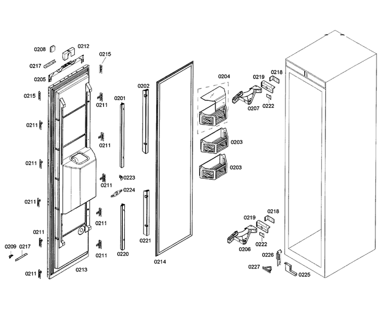 Door Assy Diagram and Parts List for T18ID80NRP 48 Thermador Freezer
