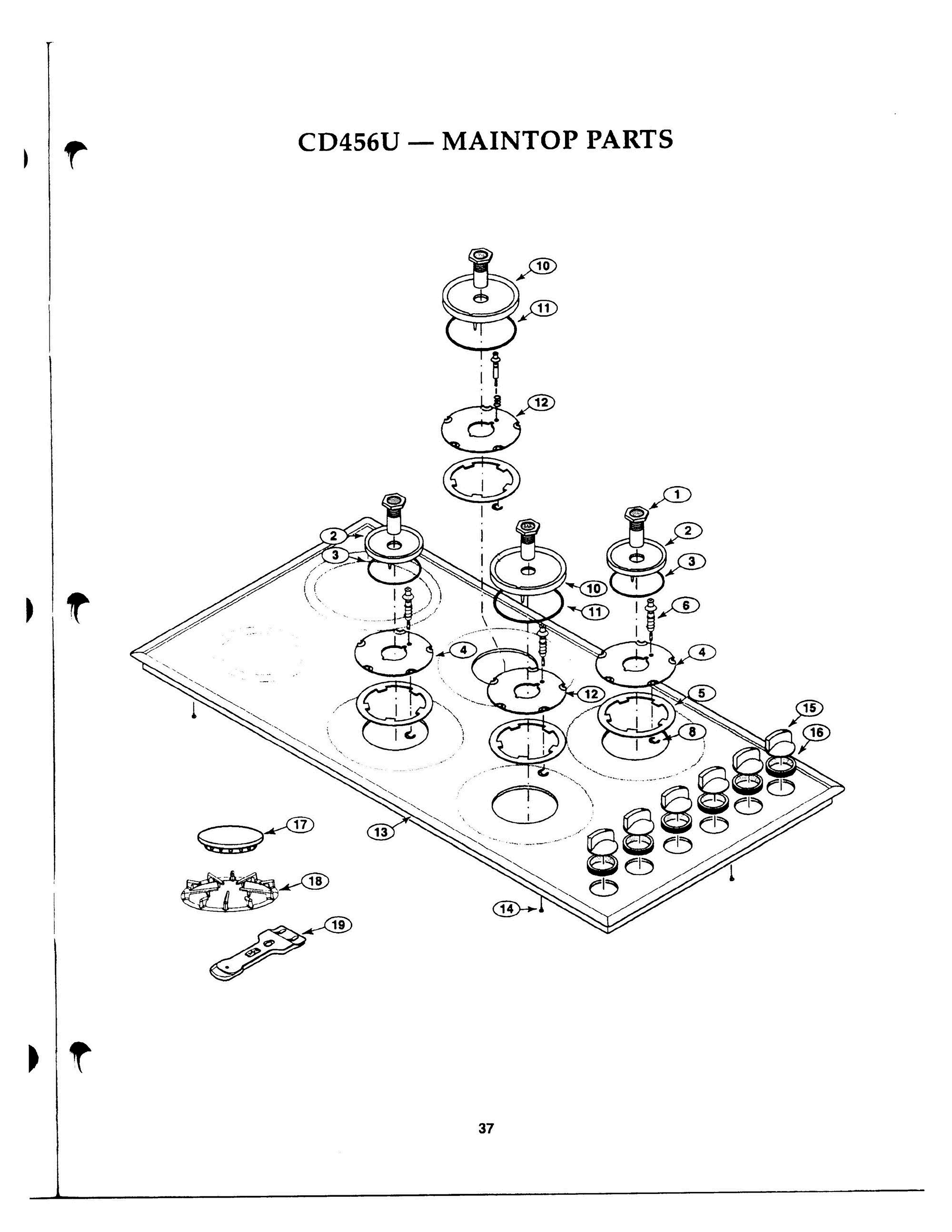 36 - MAINTOP PARTS Diagram and Parts List for CD456UB  Bosch Range