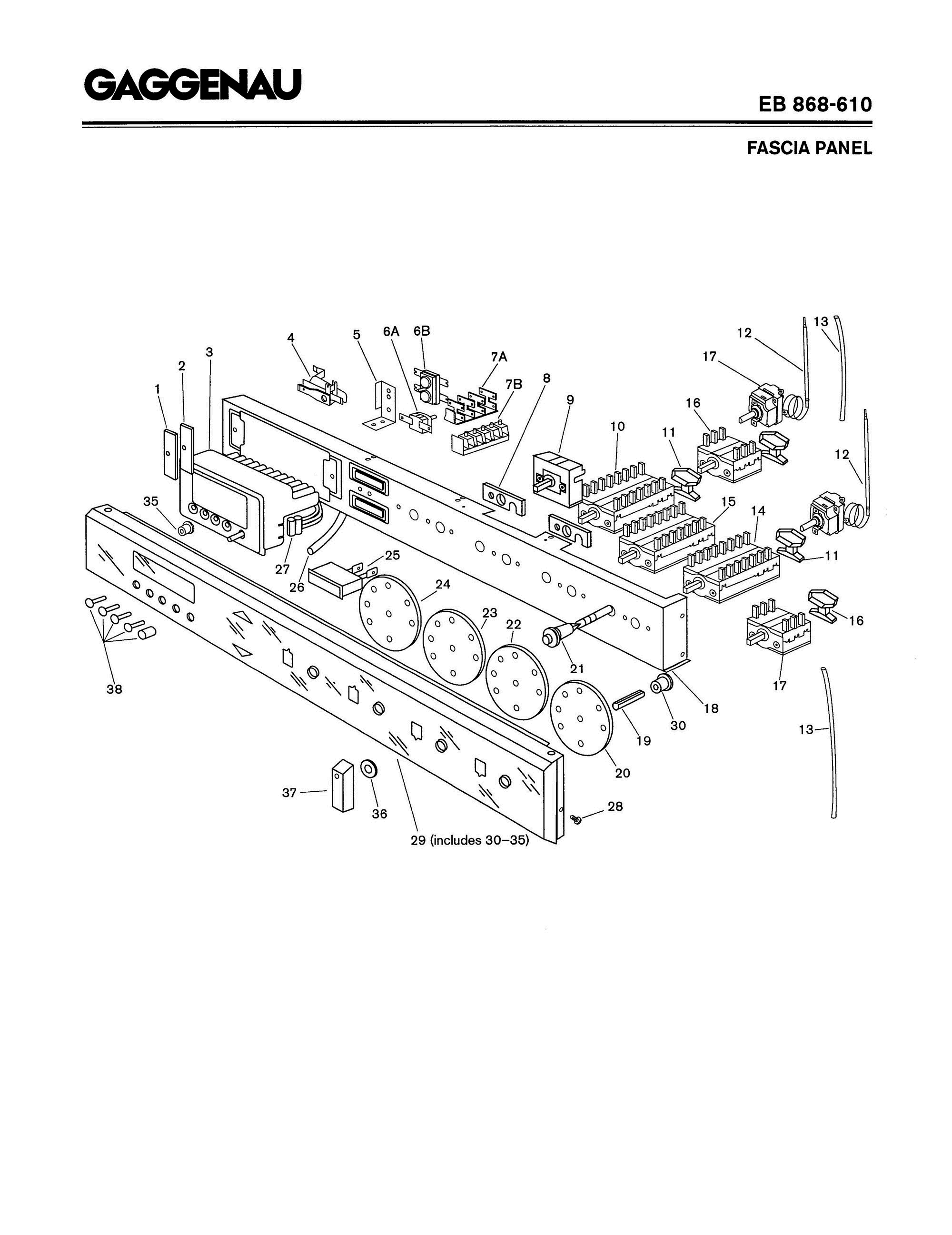 01 - FASCIA PANEL Diagram and Parts List for EB868-610  Bosch Range