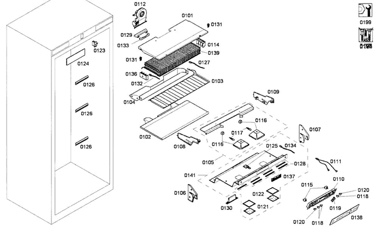 Cabinet Assy Diagram and Parts List for T30BR70FSE  Thermador Refrigerator