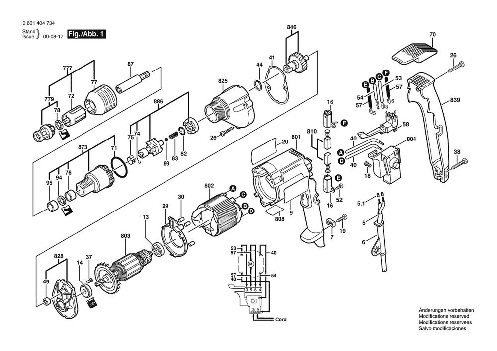 Section 1 Diagram and Parts List for 0601404760  Bosch Screwdriver
