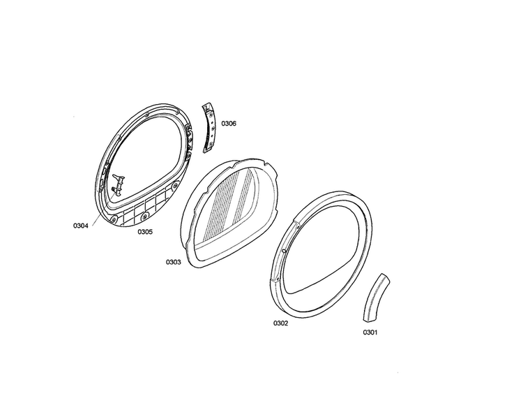 Window Diagram and Parts List for WTE86300US 01 Bosch Dryer