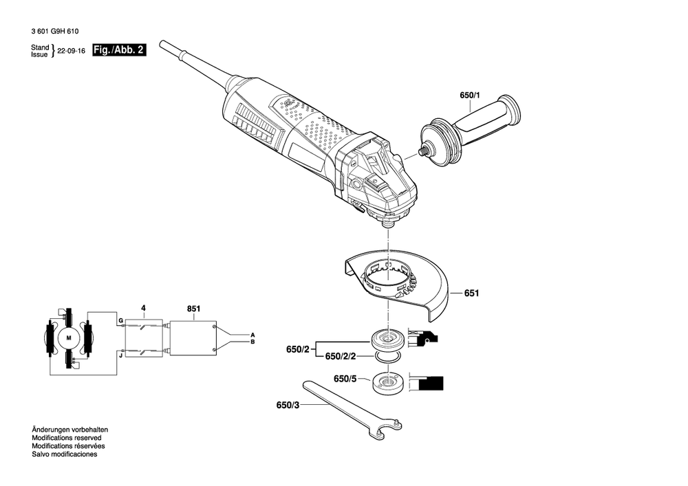 Diagram 2 Diagram and Parts List for HG125VS 3 601 G9H 610 Bosch Angle Grinder